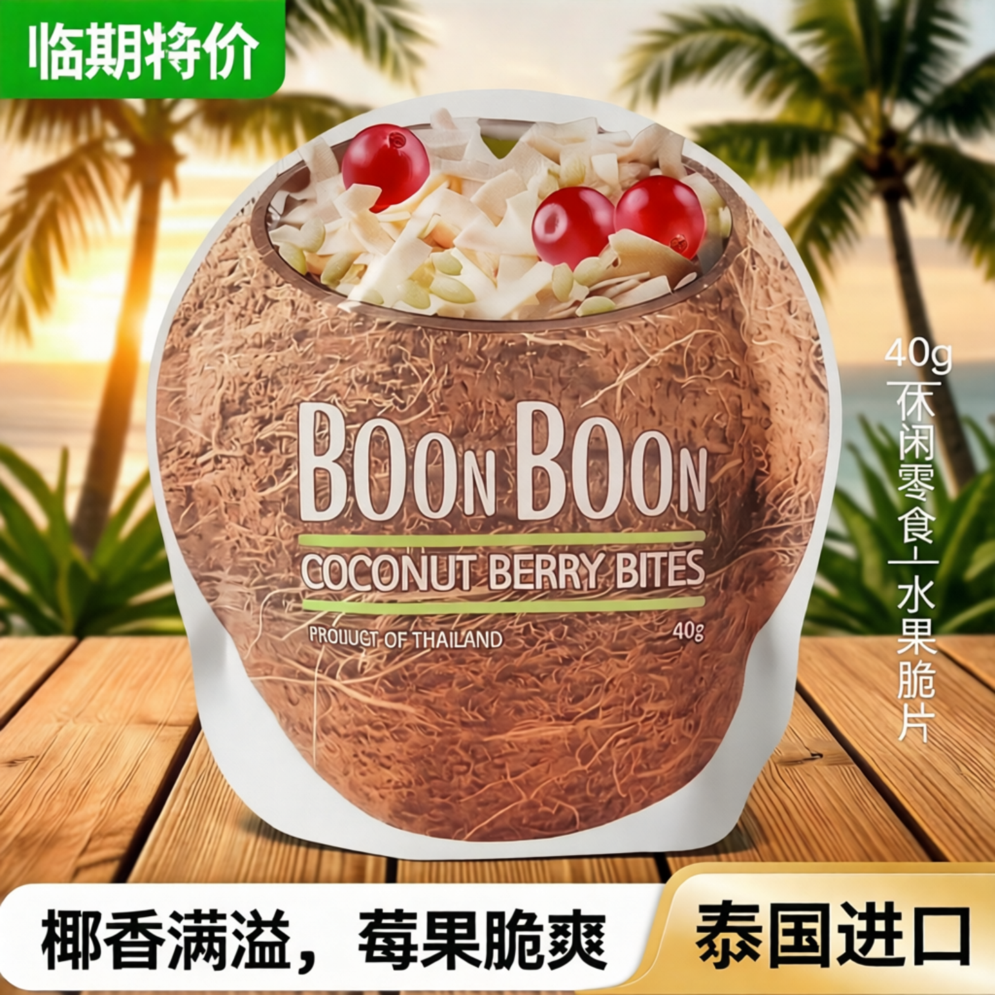 临期特价 泰国进口椰满满燕麦蔓越莓脆椰子40g休闲零食水果脆片