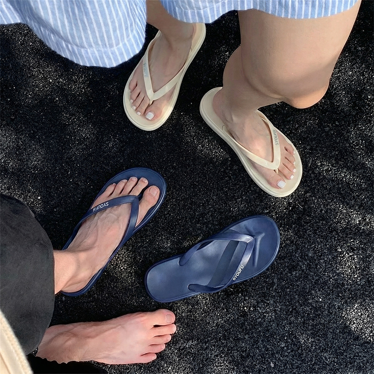 人字拖女夏天外穿新款黑色防滑浴室情侣沙滩海边游泳夹趾凉拖鞋男