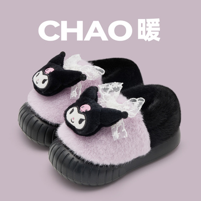 儿童包跟棉鞋女童秋冬季室内保暖