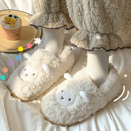 小羊棉拖鞋月子鞋女包跟保暖外穿