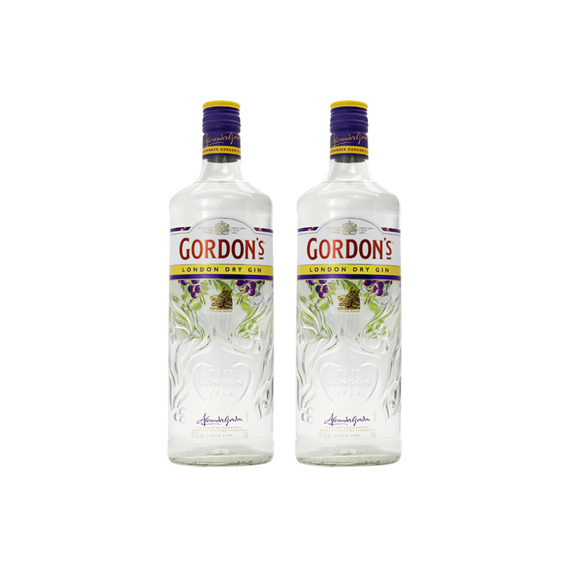 2支 哥顿金酒伦敦干味700ml毡酒杜松子酒鸡尾酒调酒基酒进口洋酒