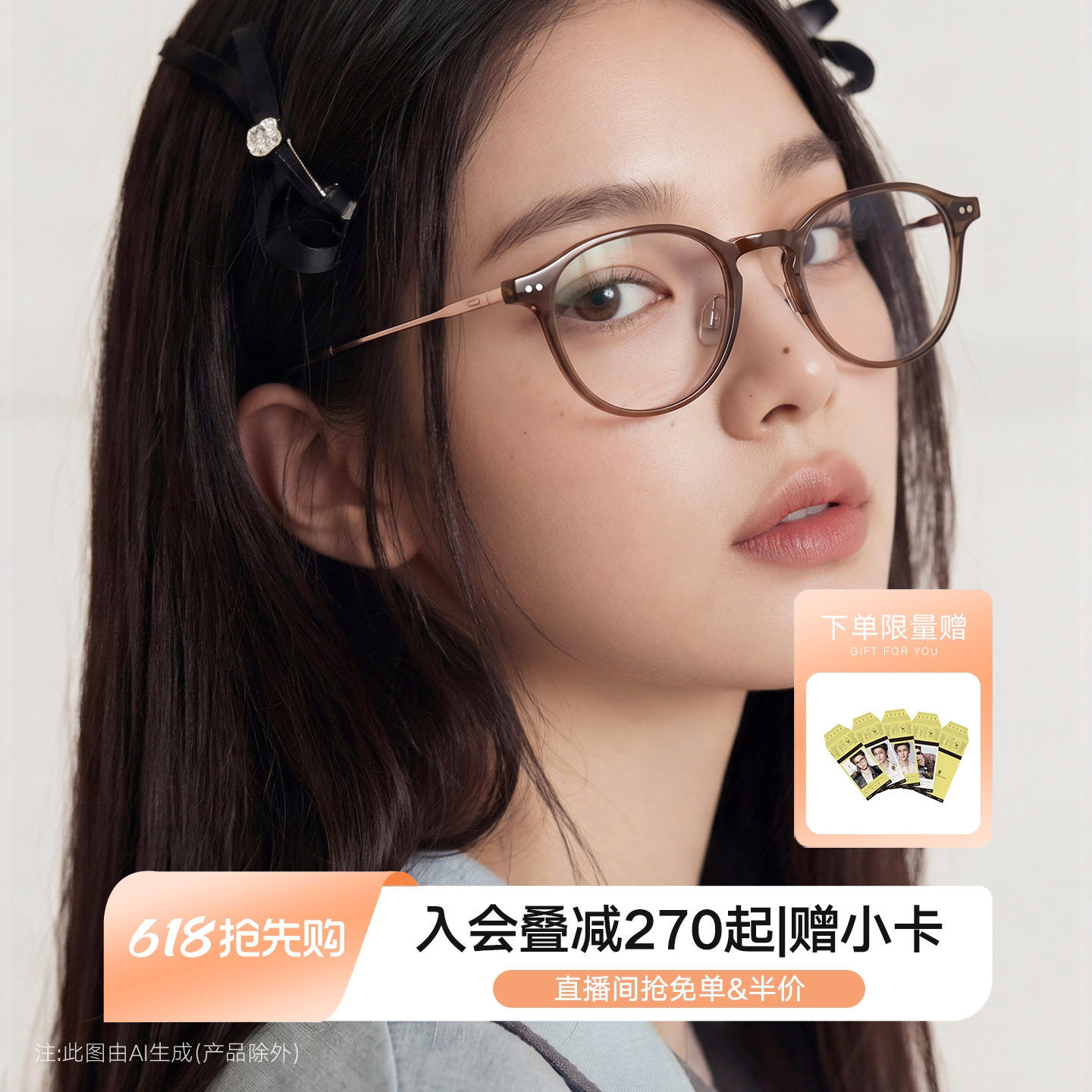 QINA亓那26新品明星同款素颜眼镜显白近视女高级感镜架男QJ5