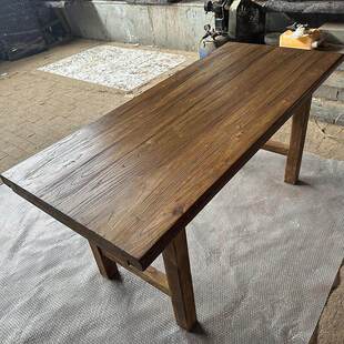 老榆木桌子实木餐桌覆古茶桌茶台家用长条书桌原木长桌吧台大板桌