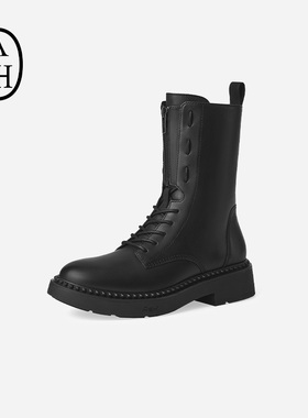 ASH女靴秋冬MISTY真皮马丁靴厚底圆头拉链短筒机车靴