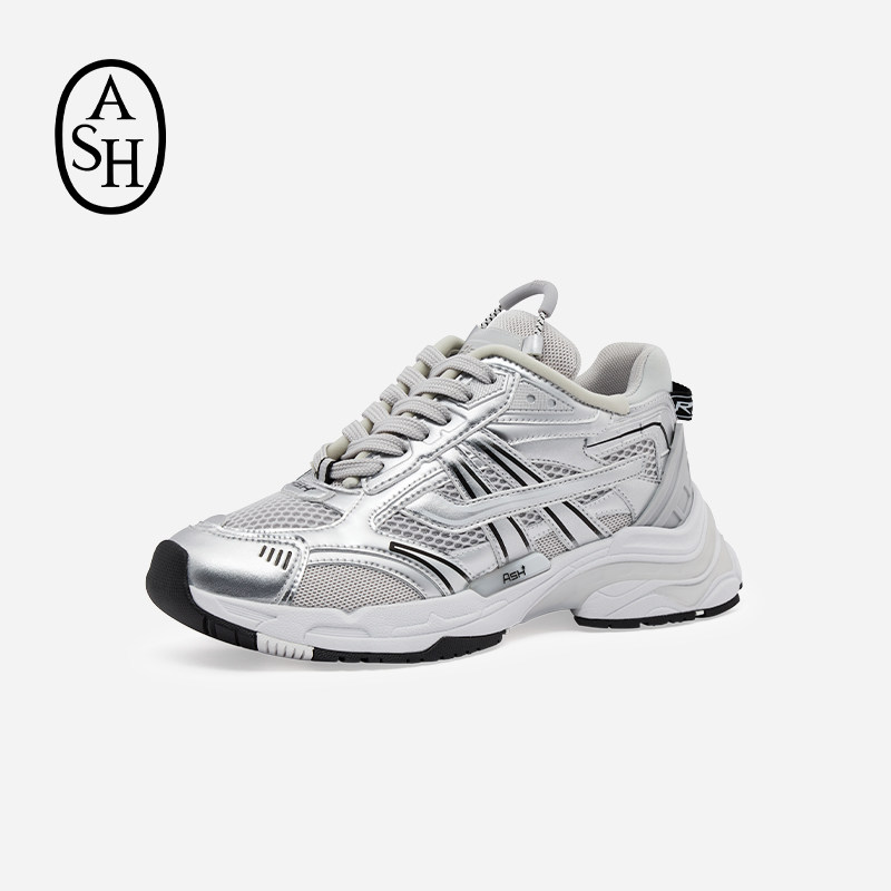 ASH银色老爹鞋女2025春夏女鞋RACE厚底增高网面透气休闲鞋潮