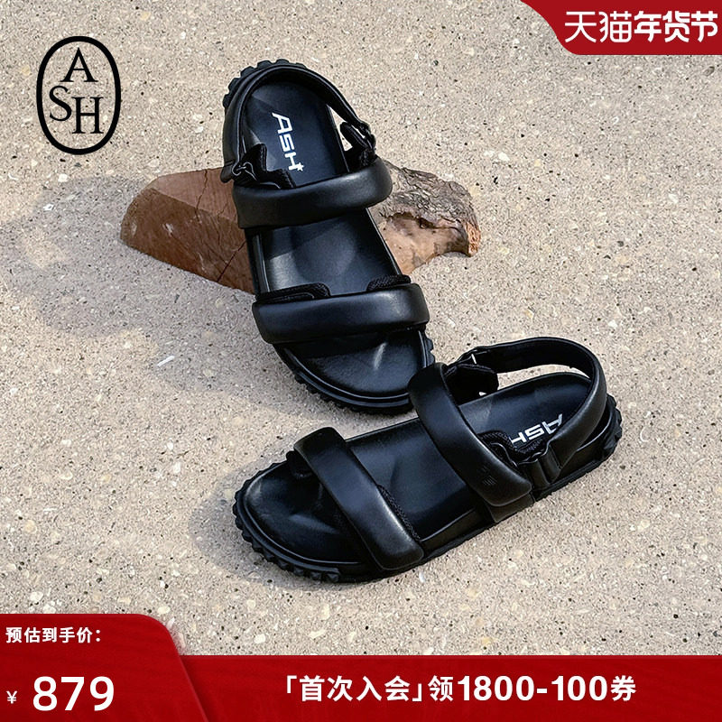 ASH女鞋2025春夏TABOO真皮罗马鞋女平底魔术贴百搭露趾休闲凉鞋潮,女鞋,罗马凉鞋,淘宝优惠券,粉丝福利购,淘宝优惠卷