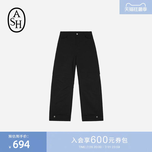 ASH女装SLACK休闲百搭垂感阔腿裤女梭织机能长裤子