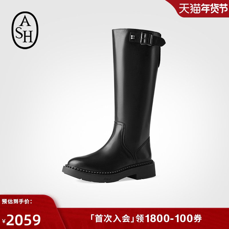 ASH女靴秋冬MASON真皮及膝长靴女粗跟骑士靴性感高筒靴,女鞋,骑士靴,淘宝优惠券,粉丝福利购,淘宝优惠卷