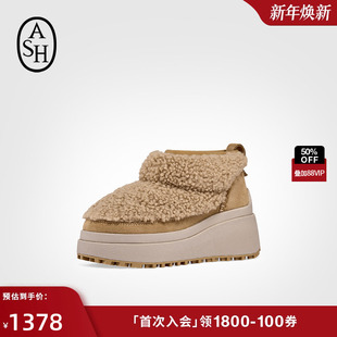 ASH女靴2025秋冬新款 OLYMPIA雪地靴女圆头厚底增高保暖短靴