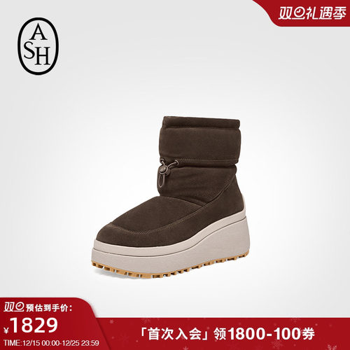 ASH女靴2025秋冬新款OXMO雪地靴女圆头休闲百搭套筒厚底增高短靴