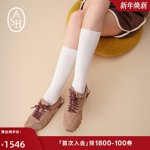 女薄底百搭休闲板鞋 ASH女鞋 KASAR真皮网孔透气德训鞋 新款 2025秋季