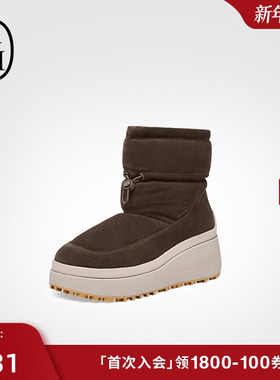 ASH女靴2025秋冬新款OXMO雪地靴女圆头休闲百搭套筒厚底增高短靴