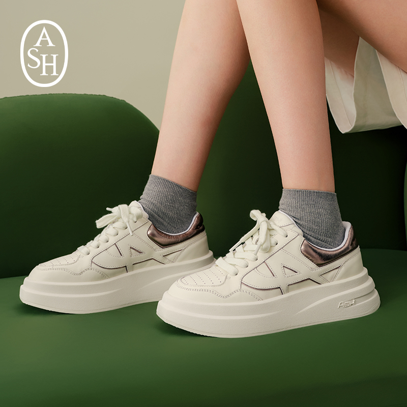 ASH女鞋2025秋季新款icone休闲板鞋时尚舒适增高系带厚底小白鞋