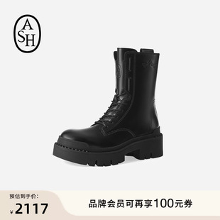 潮 ASH女靴秋冬NEXT真皮马丁靴厚底圆头短筒靴机车靴女鞋