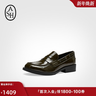 女粗跟一脚蹬英伦风单鞋 RUSTY中跟乐福鞋 秋冬新款 ASH女鞋