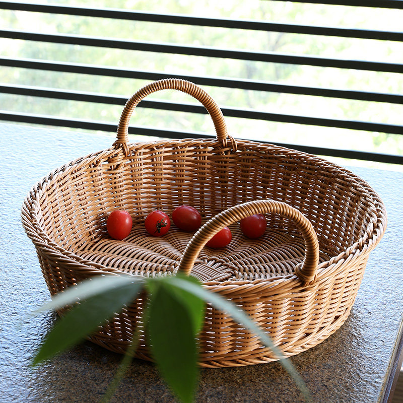 圆形蔬果收纳筐仿藤编 大号面包馒头储物篮陈列筐 桌面零食杂物篮,收纳整理,其他收纳篮,淘宝优惠券,粉丝福利购,淘宝优惠卷