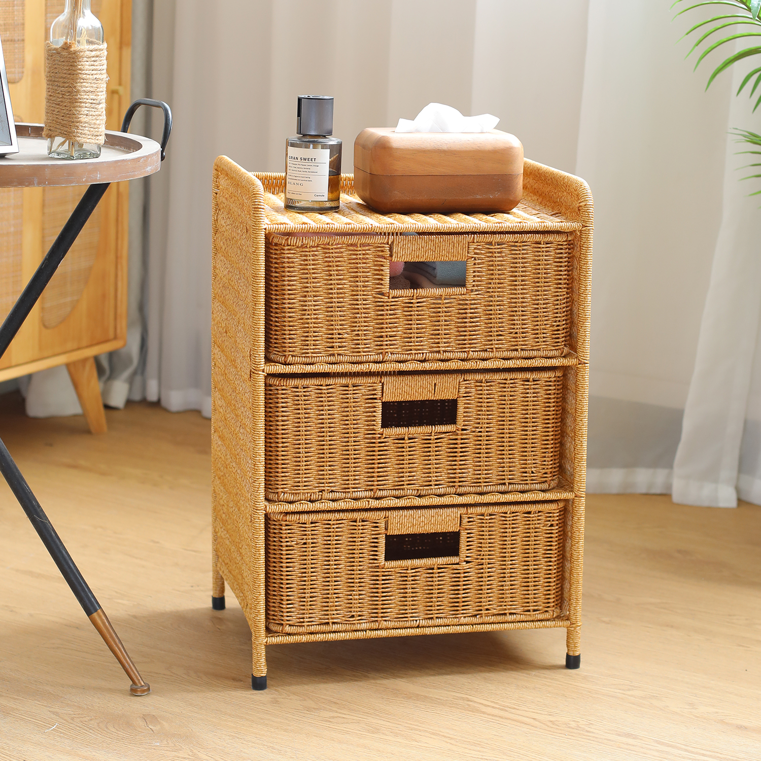 整装多层收纳柜客厅藤编储物柜