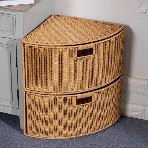 扇形收纳筐拐角转角置物架编织