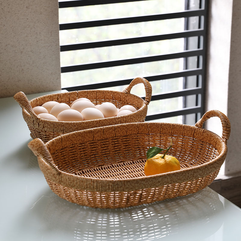 仿藤编客厅收纳篮桌面零食筐厨柜整理篮鸡蛋篮杂物篮沥水果篮果盘