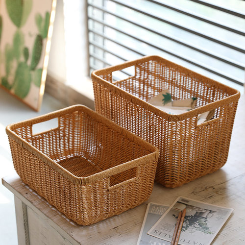 酒店轻奢换洗衣服浴巾收纳筐仿藤