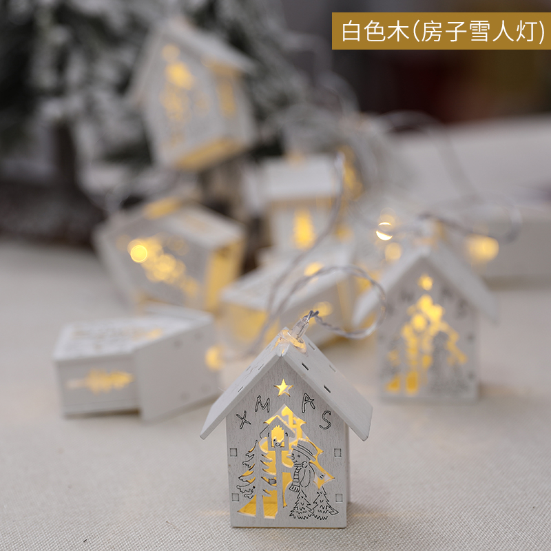 速发装诞节木质小房窗星星灯雪花串灯挂件商场橱子场景布置圣饰品