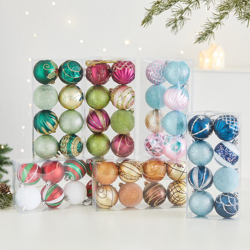 圣诞节日装饰吊球亮光彩绘球diy圣诞树创意家用布置氛围小挂件