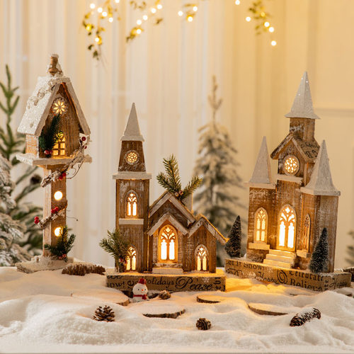 北欧复古木质小屋LED暖光