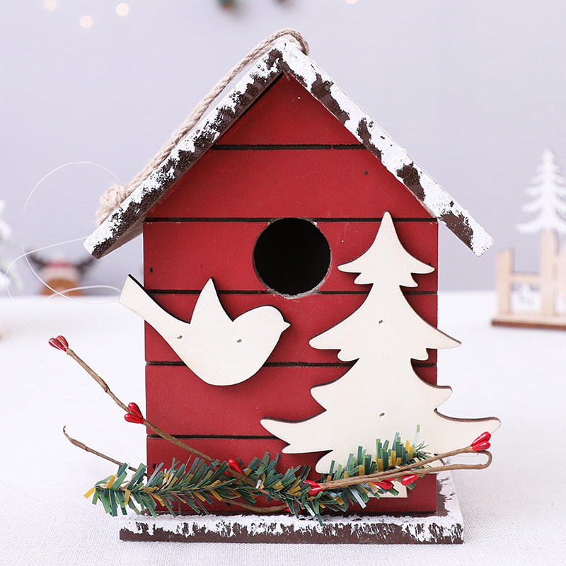 圣诞节创意立体木质雪屋小木屋摆饰卧室酒店ktv橱窗装饰摆件道具