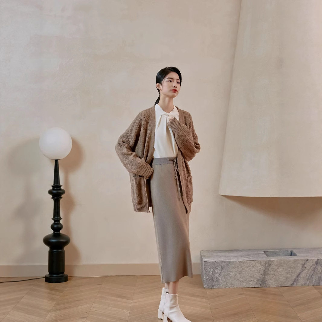 2025秋冬直筒针织半身裙女中长款高腰显瘦HT30521