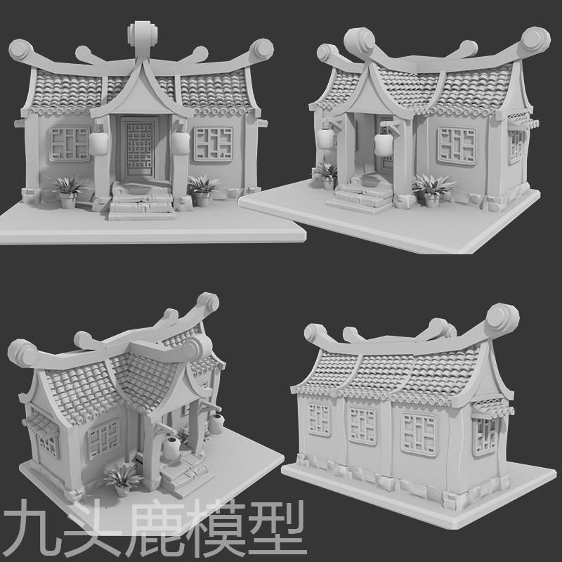 maya/3Dmax/c4d/blender/ue4三维古代游戏动画建筑小房子模型素材