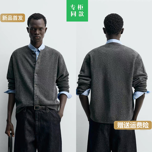 男装 新品 羊毛混纺宽松圆领长袖 开衫 802 柜429 外套5755404 ZA春季