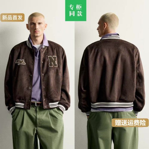 柜549！ZA家秋季新品男装 反绒皮效果补丁飞行员夹克 6318433 700