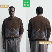 ZA冬季 菱形纹提花针织衫 新品 柜329 男装 宽松长袖 毛衣5755332 700