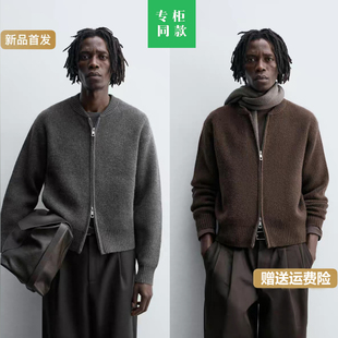 柜429 700 秋冬新男宽松立领结构针织毛衣飞行员夹克外套4216309