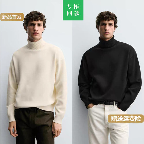 柜399！ZA冬季新男装柔软休闲高领长袖针织衫打底毛衣5536333 800