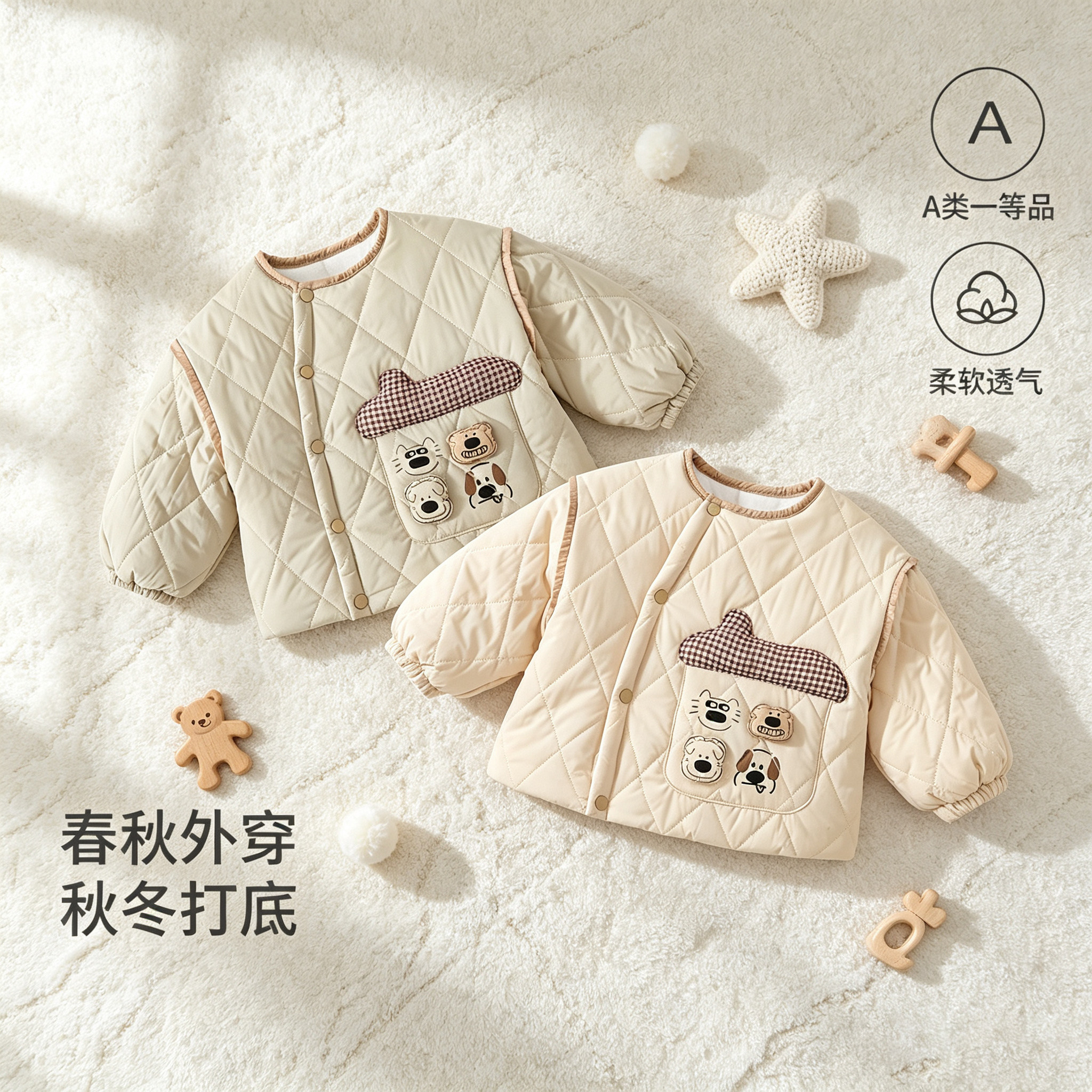 0-4岁婴儿夹棉外套轻薄棉衣