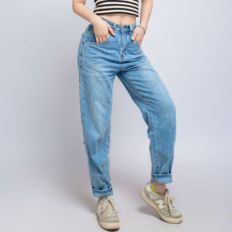 妙妙 夏季超薄款冰丝牛仔裤宽松大码直筒哈伦显瘦牛仔裤长裤女潮