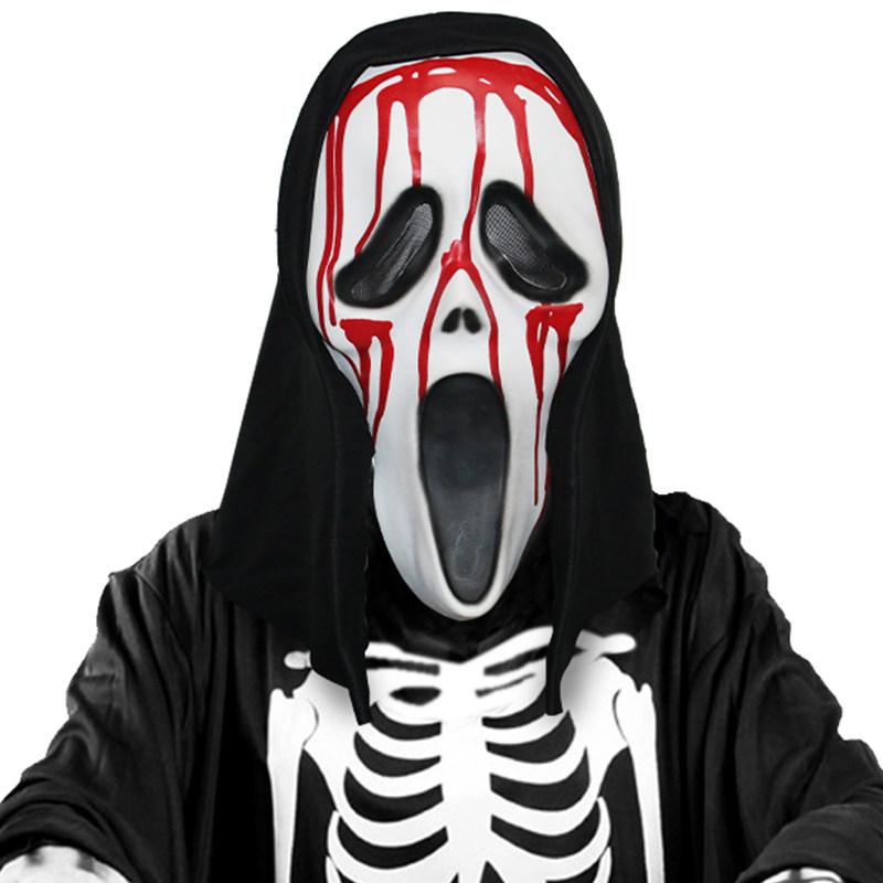 惊声尖叫恐怖流血鬼面具化妆舞会血腥恶搞头饰万圣节派对吓人道具