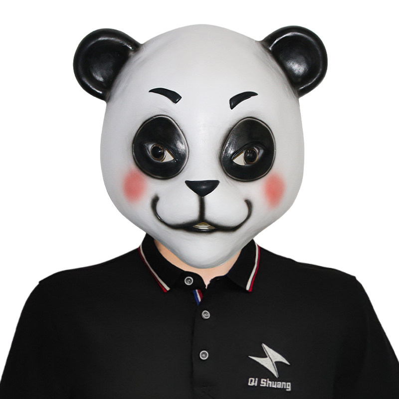 熊猫大侠可爱动物头套化妆舞会搞笑乳胶面具万圣节日派对表演道具