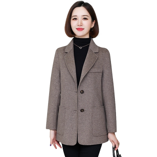 【断码清仓】双面零羊绒大衣女短款小个子妈妈毛呢外套流行新款春