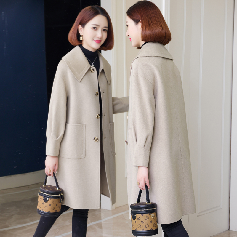 秋冬季女士宽松羊毛显瘦呢子大衣
