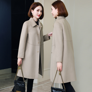 减龄毛呢外套 双面呢子高级感羊毛大衣女秋冬季 卡若维娅修身 中长款