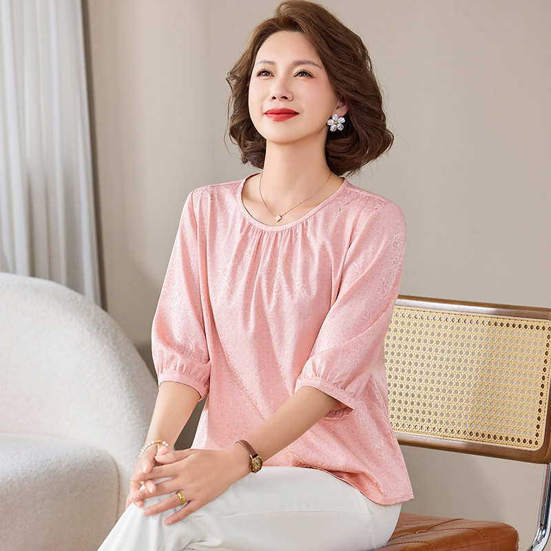 卡若维娅真丝五分袖桑蚕丝衬衫女