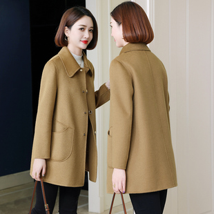 零羊绒毛呢外套秋冬装 卡若维娅双面呢子羊毛大衣女中长款 宽松韩版