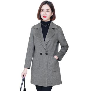 秋冬装新款毛呢外套女士中长款羊毛呢子大衣修身双面呢零羊绒大衣