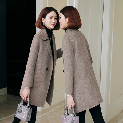 中长款秋冬季修身羊绒双面呢大衣