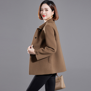 卡若维娅秋冬复古双面零羊绒大衣女气质修身妈妈装高级感毛呢外套