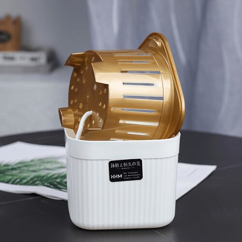 北欧简约树脂塑料红掌方形白色花盆可储水懒人吸水盆有栖方盆