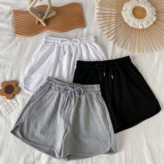 Real price summer thin high waist loose casual slim grey sports wide leg shorts