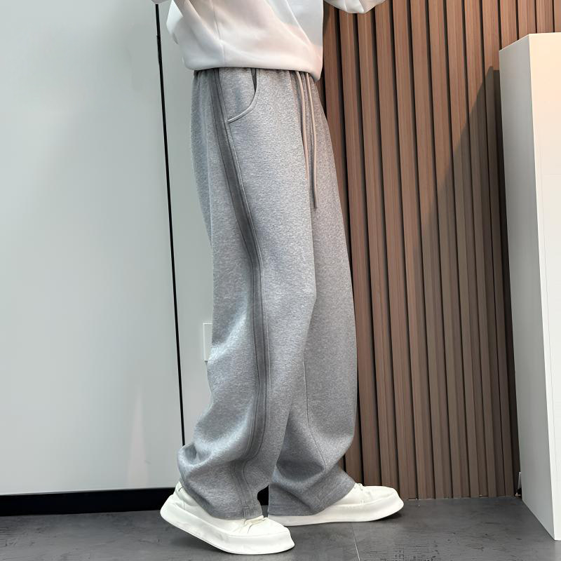 扎染织带灰色直筒卫裤男款春秋季潮牌高级感宽松运动裤阔腿休闲裤
